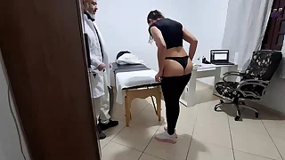 A MILF gets fingered by rub-down the proctologist during an anal exam&period;